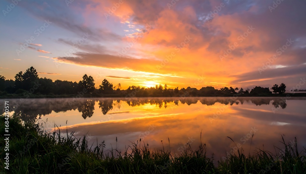 Fototapeta premium Sunrise over tranquil lake