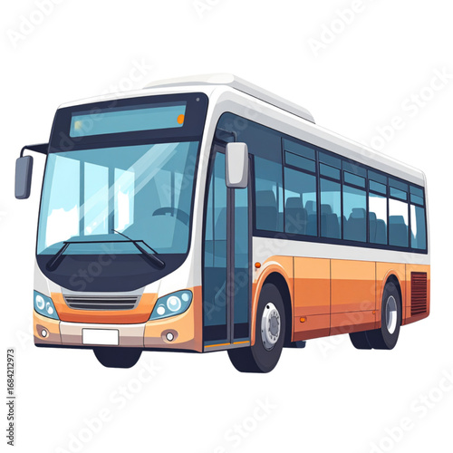 Orange city bus flat design illustration