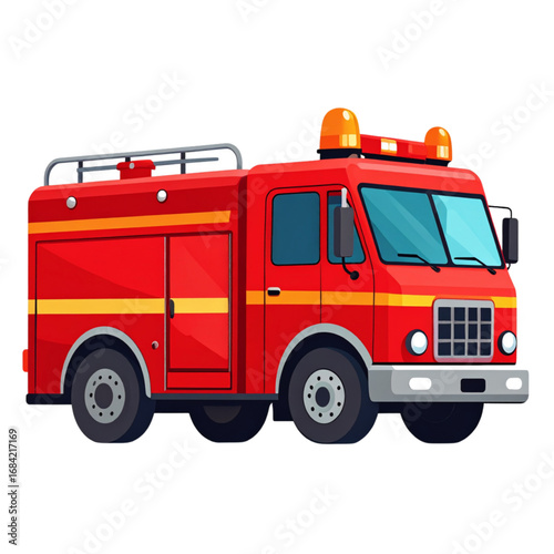 Red fire truck flat design illustration