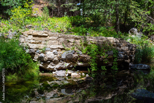 The river running through Sedona, surrounded by vibrant green grass.