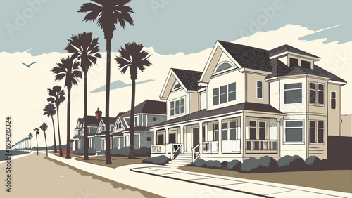 Coastal Houses Palm Trees Beachfront Property Seaside Homes Summer Vacation Idyllic Scene Residential Architecture Real Estate Home Exterior Tropical Landscape Vacation Home Dream House House Design .