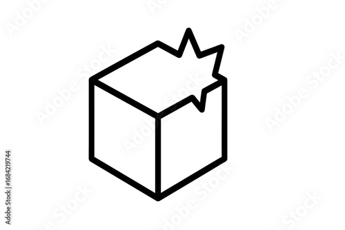Damaged box line icon. Fragile package, broken delivery concept. Shipping problem, error sign. Vector outline illustration for web, app. Canceled order, return parcel symbol.