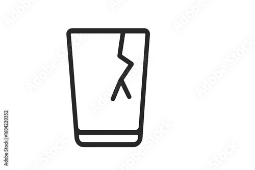 Broken glass line icon. Fragile, do not drop. Damaged goods symbol. Handle with care sign. Cracked cup pictogram for web, app, graphic design. Vector illustration.