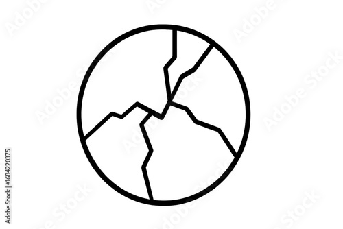 Broken glass vector icon. Cracked screen symbol. Fragile sign for packaging. Damage, destruction, and shattered surface concept. Minimalistic line art pictogram for web design.