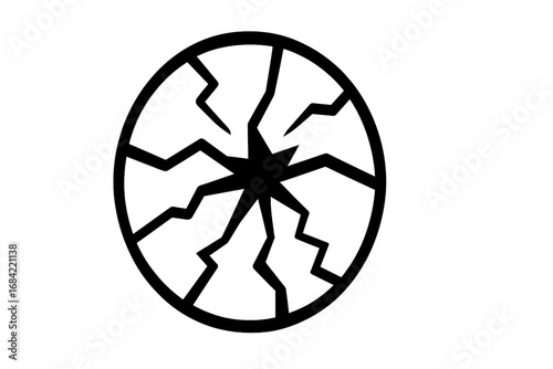 Broken glass icon vector. Shattered surface outline symbol. Cracked window graphic. Fragile warning sign. Damage, destruction, vandalism concept for web, apps, print.