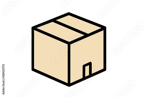 Cardboard box icon vector illustration. Shipping package, parcel symbol for delivery service and logistics. E-commerce order concept. Closed container for moving or storage.