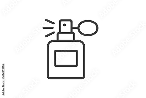 Perfume spray bottle line icon. Vintage fragrance atomizer pictogram. Cosmetic deodorant spray outline symbol. Scent, aroma, and toiletry linear vector illustration for web.