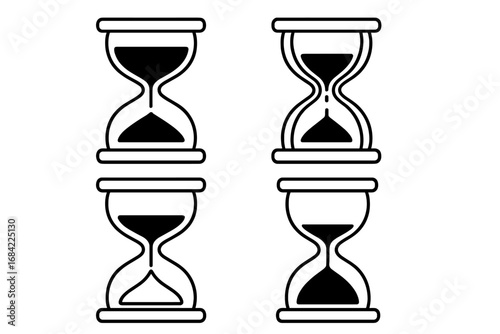 Hourglass line icon set. Sandglass timer pictogram collection for UI, web. Time, deadline, countdown, waiting concept. Editable stroke vector illustration for apps, websites.
