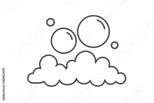 Bubble and foam icon. Thin line art vector illustration. Soap suds, shampoo lather, or fizzy drink concept. Symbol for cleaning, washing, hygiene, or carbonated water.