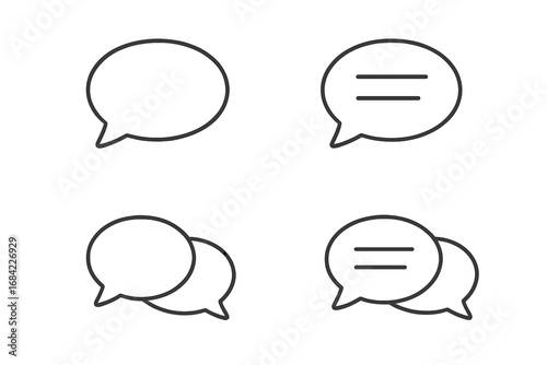 Speech Bubble Line Icon Bundle with Editable Stroke, Minimalistic Linear Pictograms for Cards, Apps, Banners, Social Media Posts, Vector Cartoon Illustration Set of 4