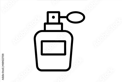 Minimalistic Perfume Bottle Outline Icon, Linear Web and Graphic Design Pictogram, Vector Cartoon Spray Bottle for Apps, Banners, Social Media, Cards, Cosmetics Illustration