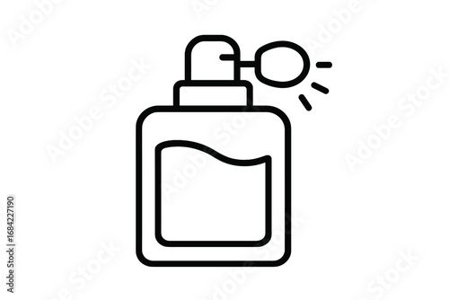 Minimalistic Perfume Bottle Outline Icon, Linear Web Pictogram for Graphic Design, Apps, Banners, Social Media, Cards, Vector Cartoon Style, Beauty and Fragrance Symbol