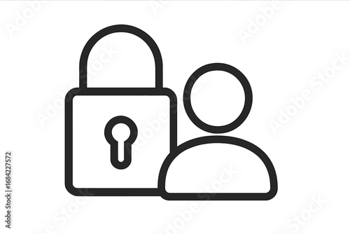 User login and password protection concept. Personal data security and confidential information protection. Vector line icon for web, apps, ui. User authentication pictogram.
