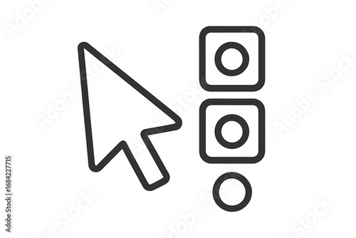 Cursor pointer making a choice from a list of options. Radio button or checkbox selection icon. UI symbol for web design, application interface, survey, poll, or form.