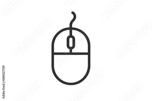 Computer mouse line icon vector. Minimalist pictogram of a digital device with scroll wheel. Click, cursor, and pointer symbol for web design, apps, and user interface.
