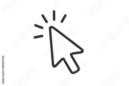 Cursor click vector icon. Mouse pointer arrow symbol. Linear outline sign for graphic and web design. UI UX select button. Computer navigation pictogram press. Click here.