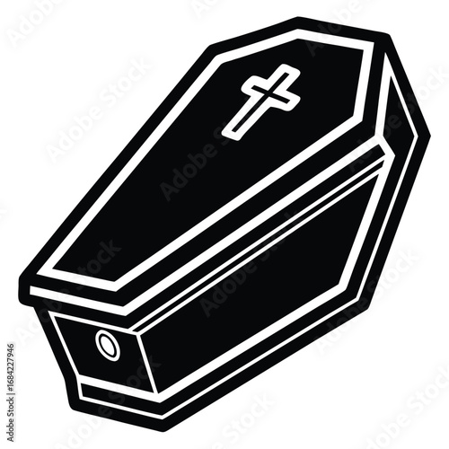 A silhouette icon of a coffin box
