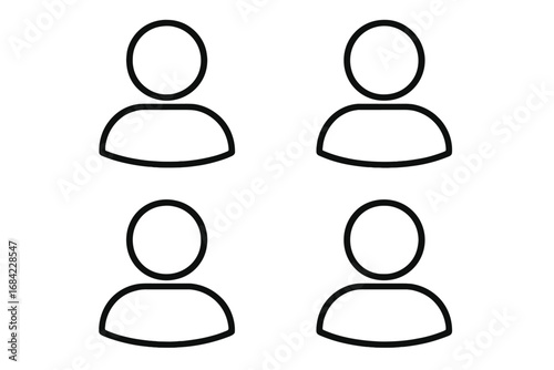 User avatar outline icon set, simple minimalistic vector cartoon illustration for graphic and web design, apps, adverts, profile pictures, various cards, transparent background
