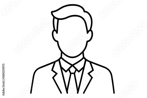 Businessman avatar line icon. Man in suit symbol for user profile. Anonymous office worker or manager head silhouette. Simple vector illustration for business, web, and UI design.
