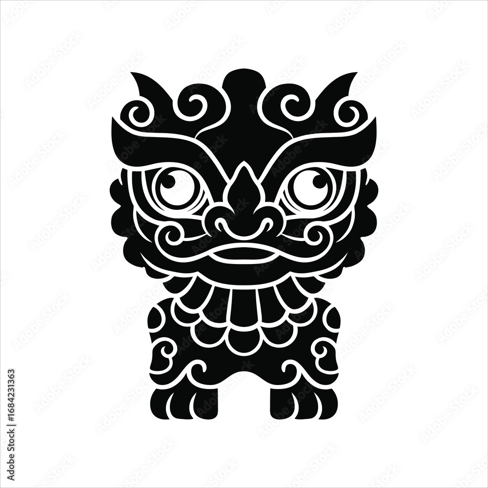 Fototapeta premium Asian Mythical Lion Guardian Vector Illustration