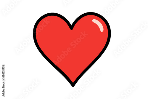 Simple red heart cartoon vector illustration. Decorative sign and symbol of love, romance, and passion for Valentine's Day celebration. Cute emotion icon graphic design element.