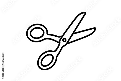 Scissors outline vector illustration for graphic design, web design, apps, adverts, various cards, cartoon style, simple icon, transparent background, office tool, craft cutter