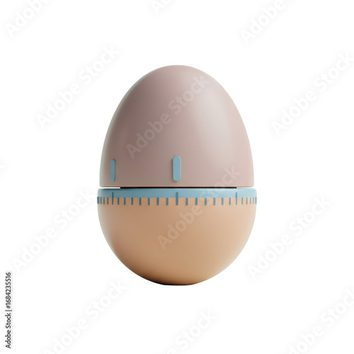 Pastel Egg Timer with Black Background Kitchen Appliance Featuring Beige and Light Blue Colors Minimalist Design Cooking Countdown Tool Isolated Object