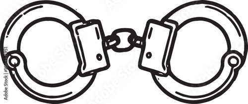 Handcuffs Line Art Illustration Depicting Law Enforcement and Criminal Justice Isolated on White Background Perfect for Design Projects
