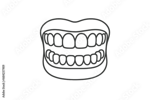 Vector cartoon illustration of an ordered set of dentures showing full teeth with transparent background, dental care concept for graphics and apps design