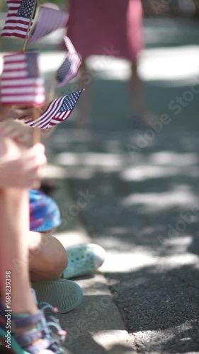 American Flags waving on the fourth of july 