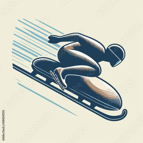 Bobsleigh player vector illustration