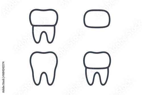 Minimalistic Wisdom Tooth Outline Icon, Dental Health Symbol, Tooth Anatomy Vector, Dental Care Graphic for Web, Apps, Banners, Social Media, and Cards