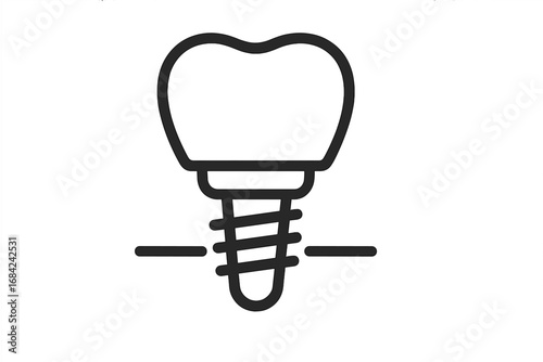 Dental implant icon vector illustration, tooth screw symbol for dentistry, oral health concept, dental care, medical implant screw design with transparent background