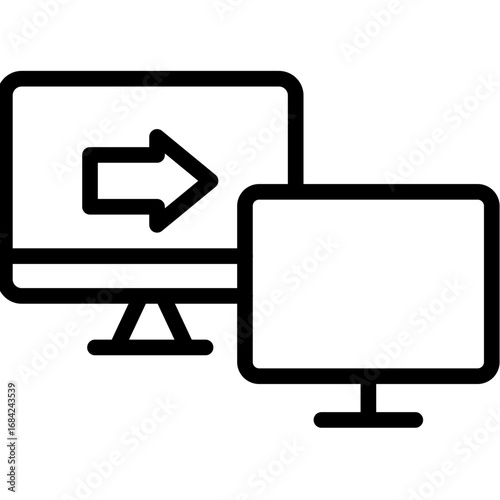 Monitor to Monitor Line Icon of Device switching (tablet to PC, phone to smart TV) Icon Set