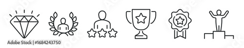 Achievement thin line icon set. Web minimal editable stroke icons