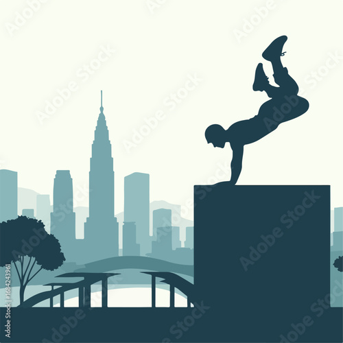 vector illustration of a parkour player
