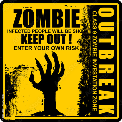 Zombie, outbreak, Keep out, Poster vector      