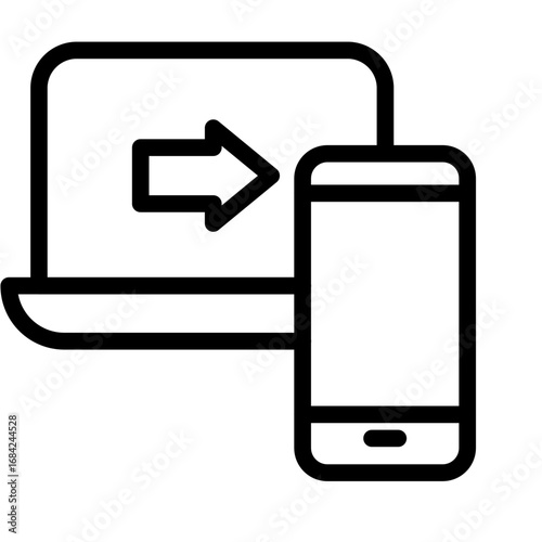 Laptop to Phone Sync Line Icon of Device switching (tablet to PC, phone to smart TV) Icon Set