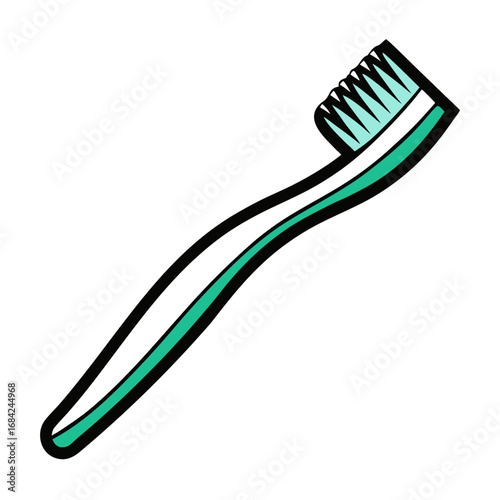 Simple cartoon illustration of a teal and white toothbrush