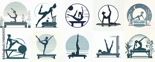 pilates set vector illustration
