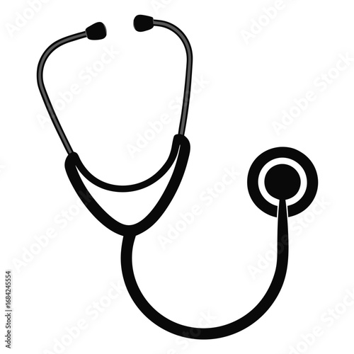Simple black and white stethoscope icon for medical use