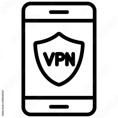 Mobile VPN Protection Line Icon of Personal VPN Tools Icon Set