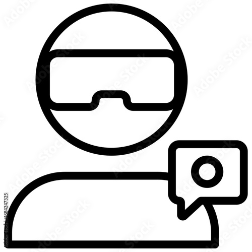 Virtual Avatar Line Icon of Virtual Hangout Spaces Icon Set