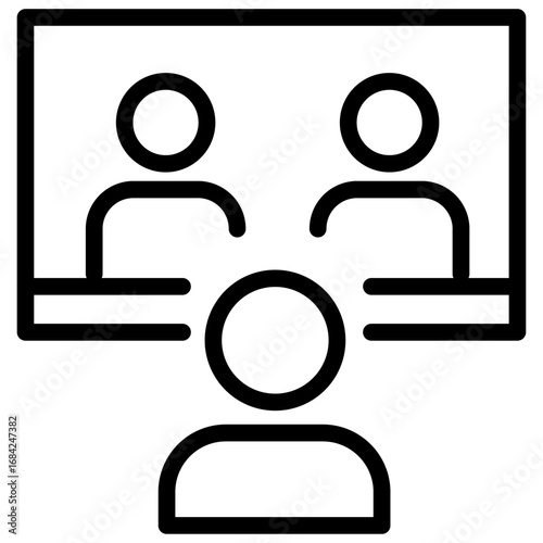 Team Presentation Line Icon of Virtual Hangout Spaces Icon Set