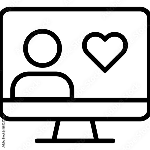 Virtual Social Line Icon of Virtual Hangout Spaces Icon Set