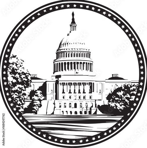 US Capitol building in Washington DC with its iconic dome, a landmark of American government and architecture