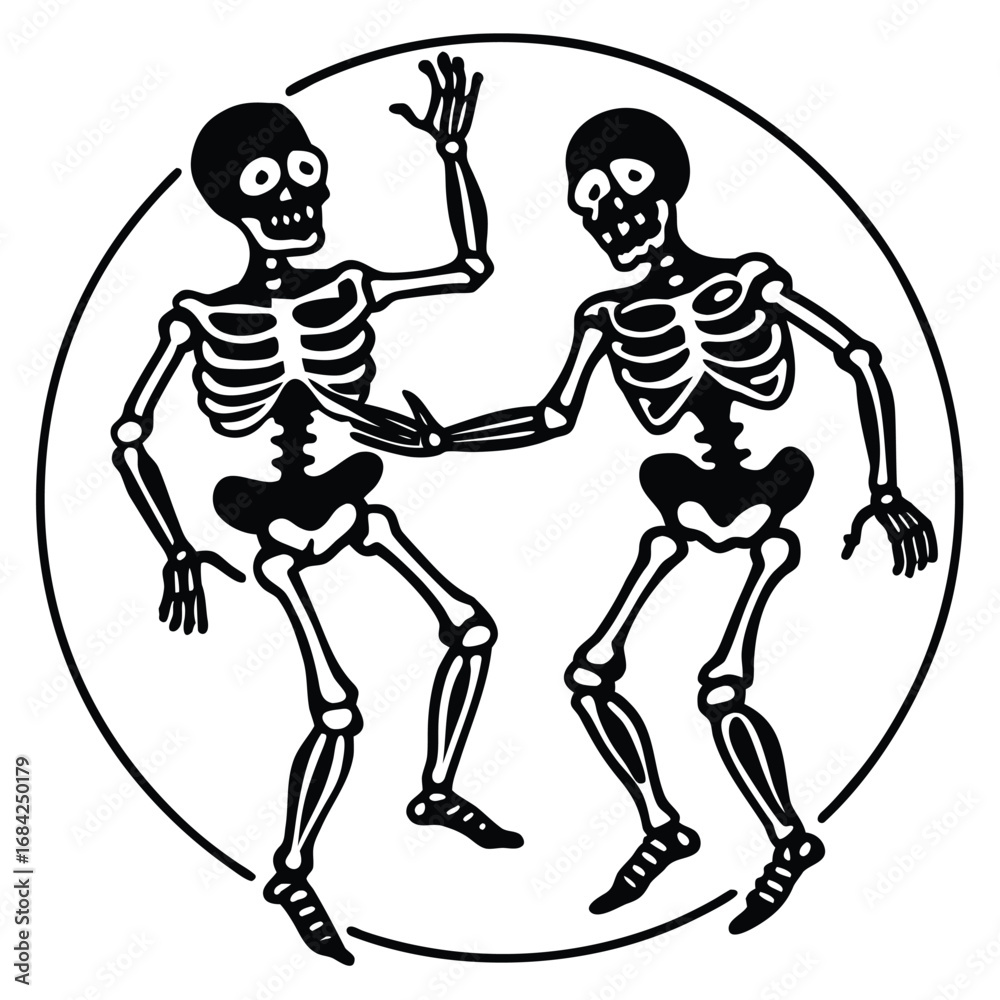 Obraz premium A silhouette icon of a skeleton dance