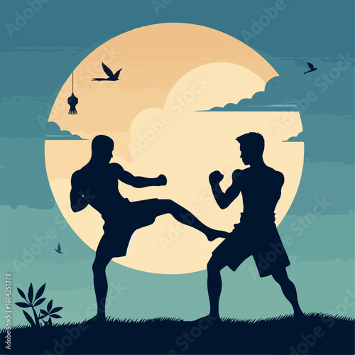 muay thai vector illustration