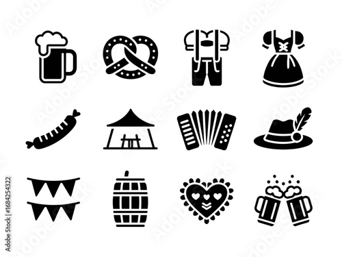 Oktoberfest Food and Costume Icons