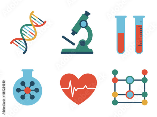  Laboratory Test Tubes, Microscope and Chemistry Icons